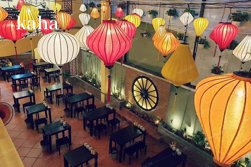 đèn vải lụa trang trí quán cafe — LongDenViet xưởng Tân Phú TP.HCM