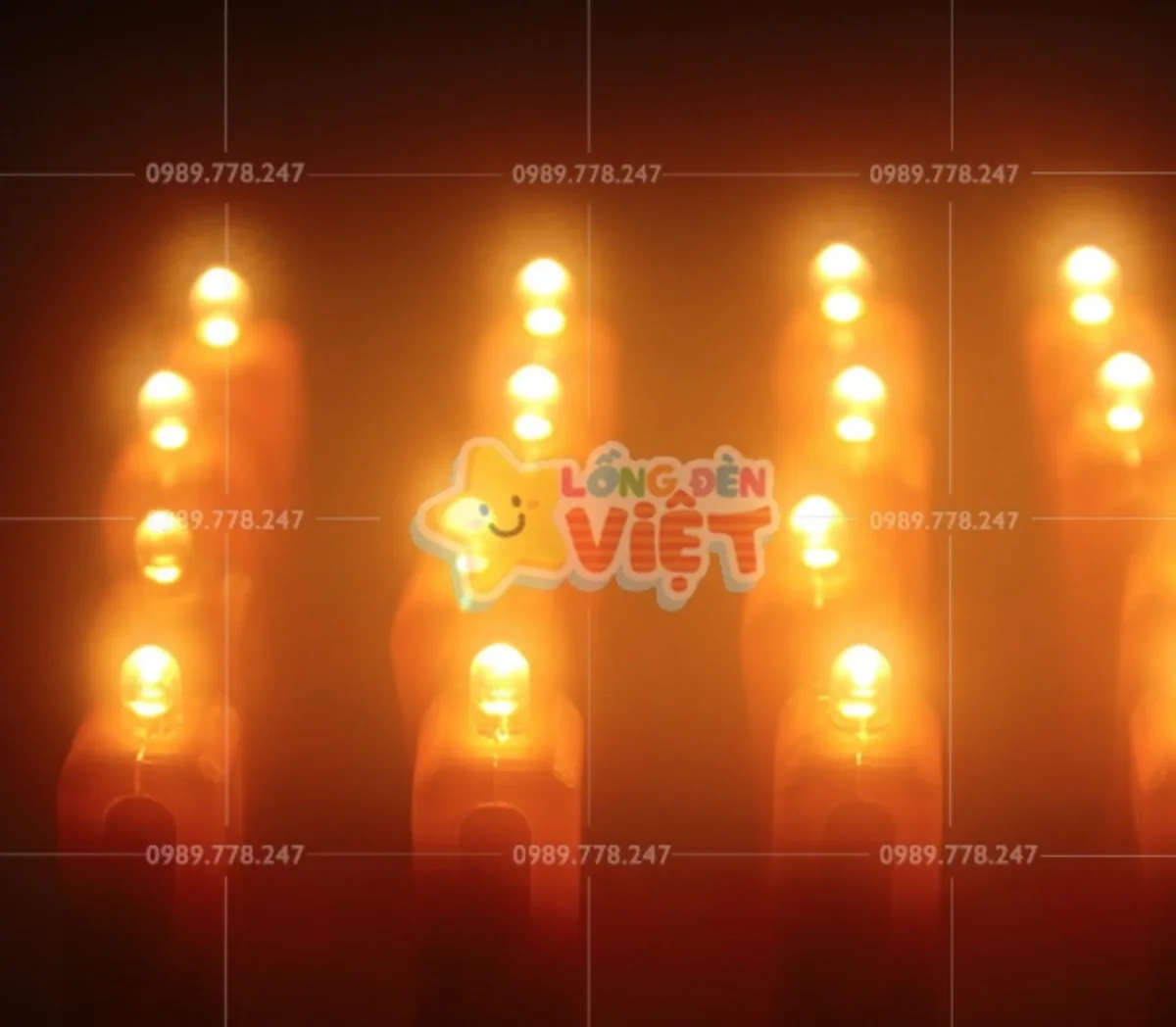 Đèn LED pin nhựa vàng gắn đèn lồng trung thu
