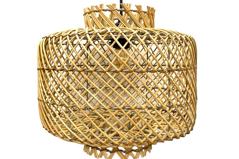 đèn mây tre trang trí phòng khách — LongDenViet xưởng Tân Phú TP.HCM