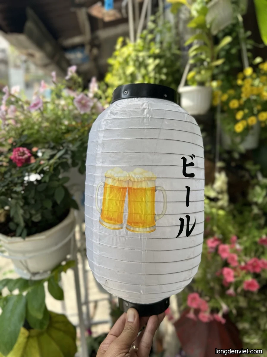 Đèn lồng Nhật trang trí khai trương LDV-N009 vàng ấm hoài cổ — đèn lồng thủ công Hội An | LongDenViet