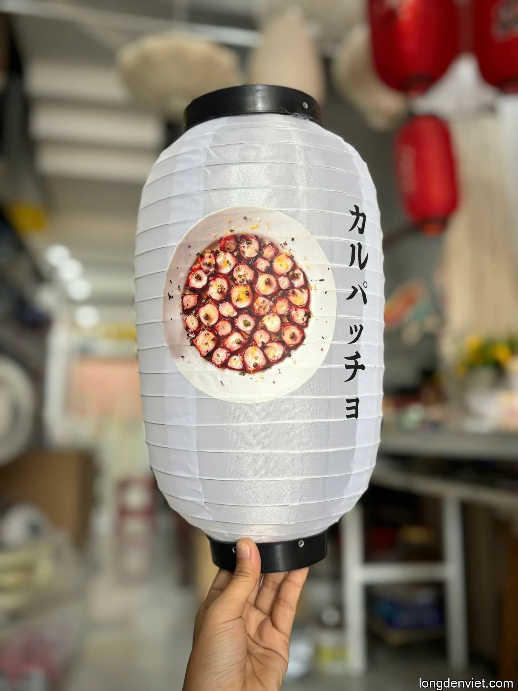 Đèn lồng Nhật trang trí khai trương LDV-N033 vàng kem — đèn lồng thủ công Hội An | LongDenViet