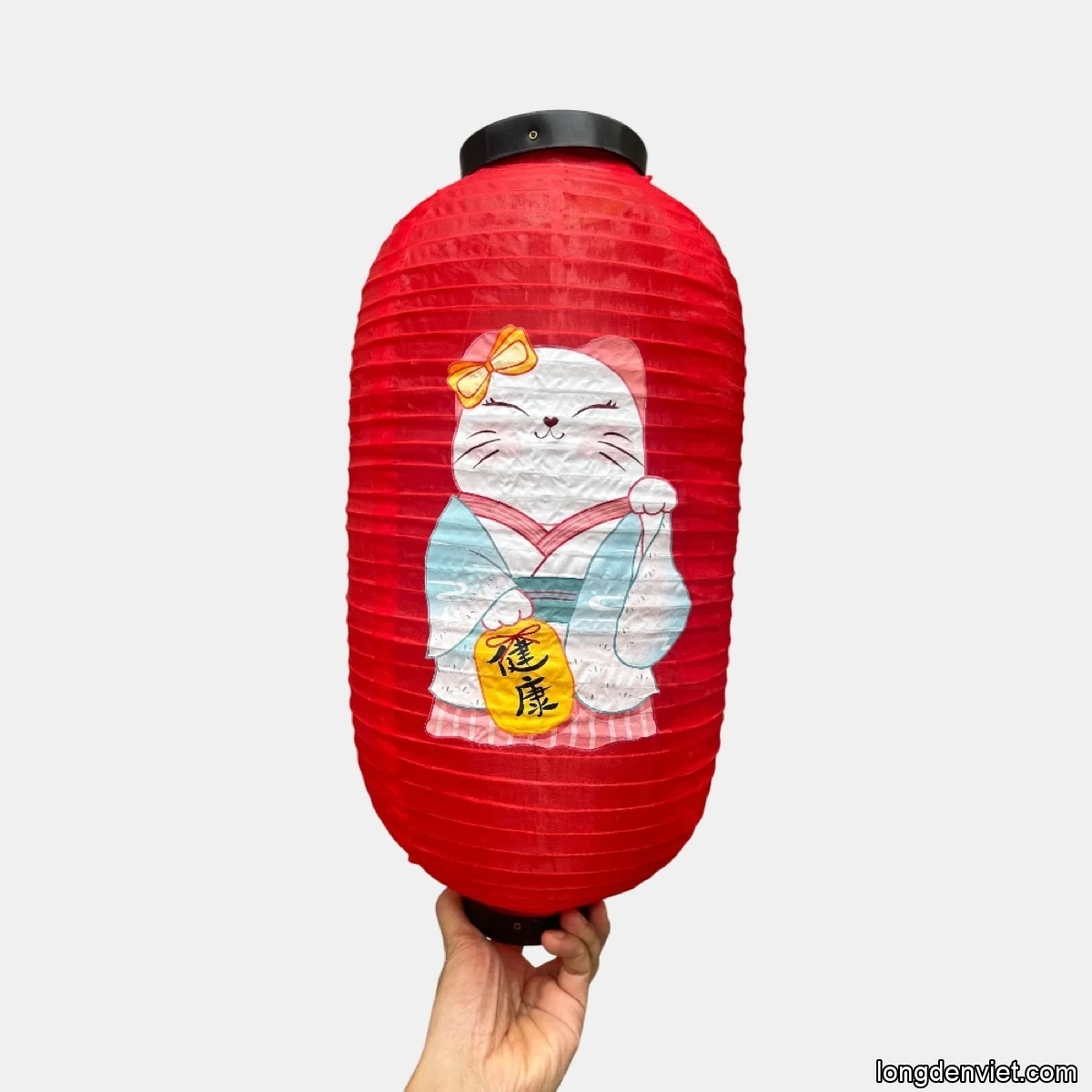 Đèn vải dù Nhật Bản treo nhà hàng LDV-N146 — họa tiết minh họa đỏ rực ấm áp — đèn lồng thủ công Hội An | LongDenViet